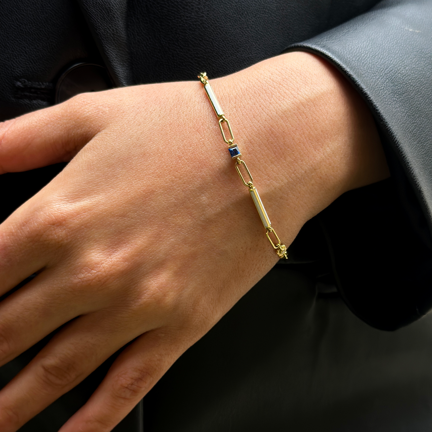 Clematis Pırlanta&Yakut,Tsavorite,Safir 18k Altın Bileklik