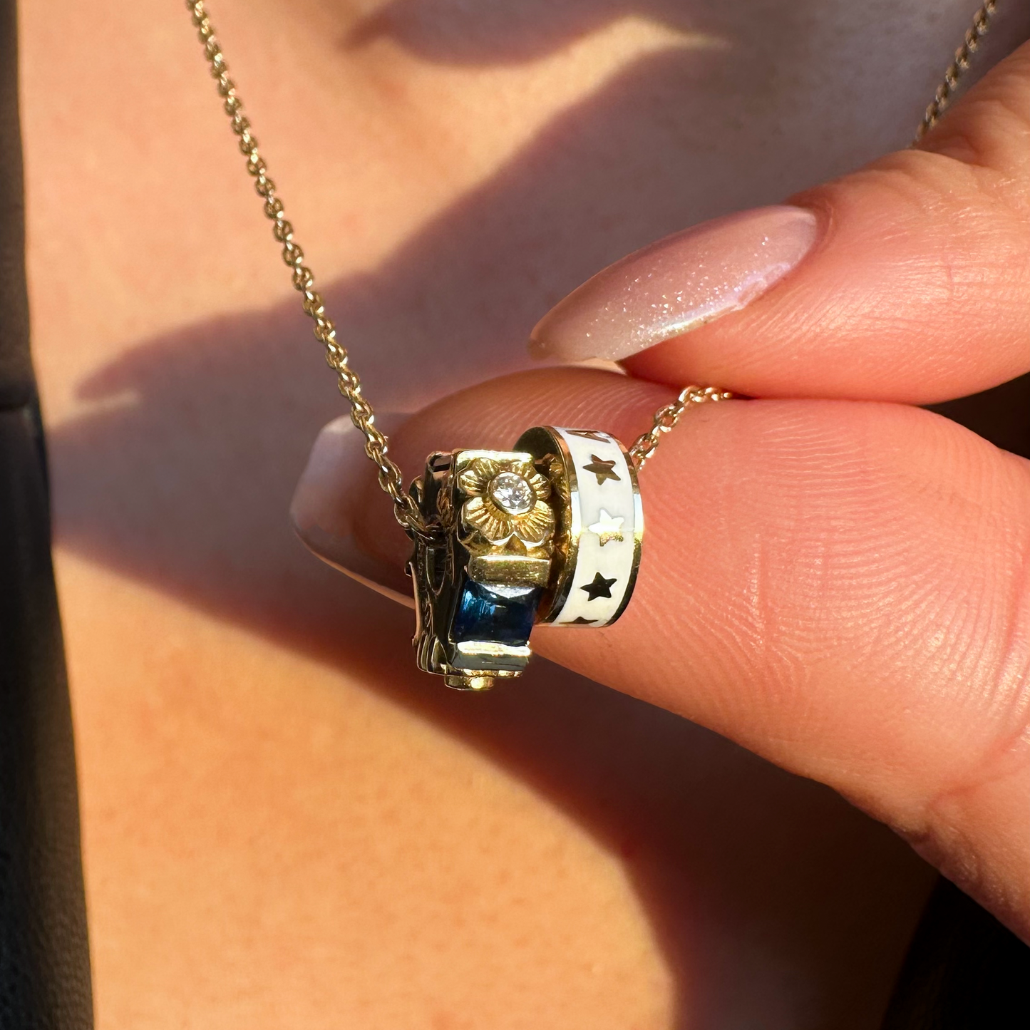 2li Charm Pırlanta&Yakut,Tsavorite,Safir 18k Altın Kolye