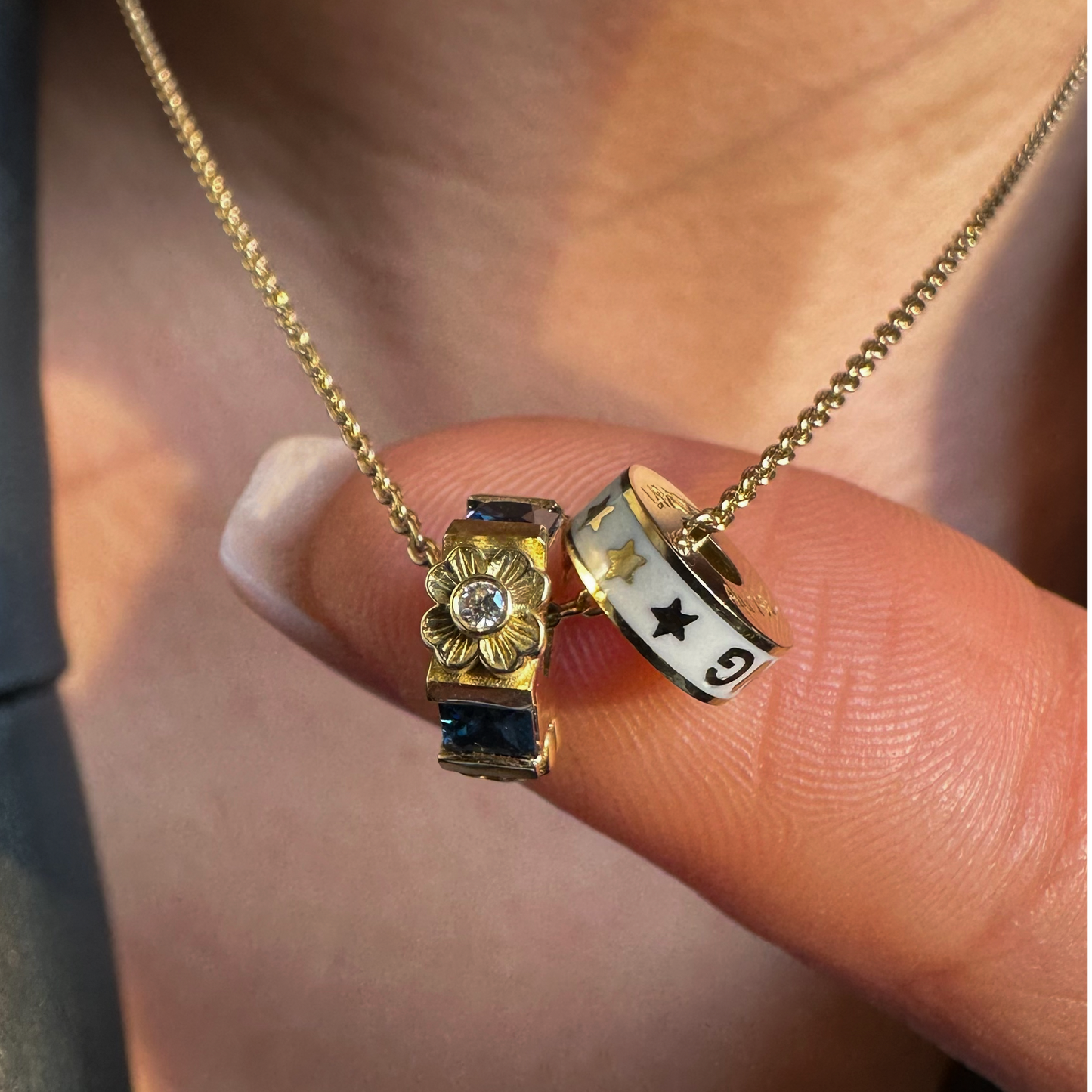 2li Charm Pırlanta&Yakut,Tsavorite,Safir 18k Altın Kolye