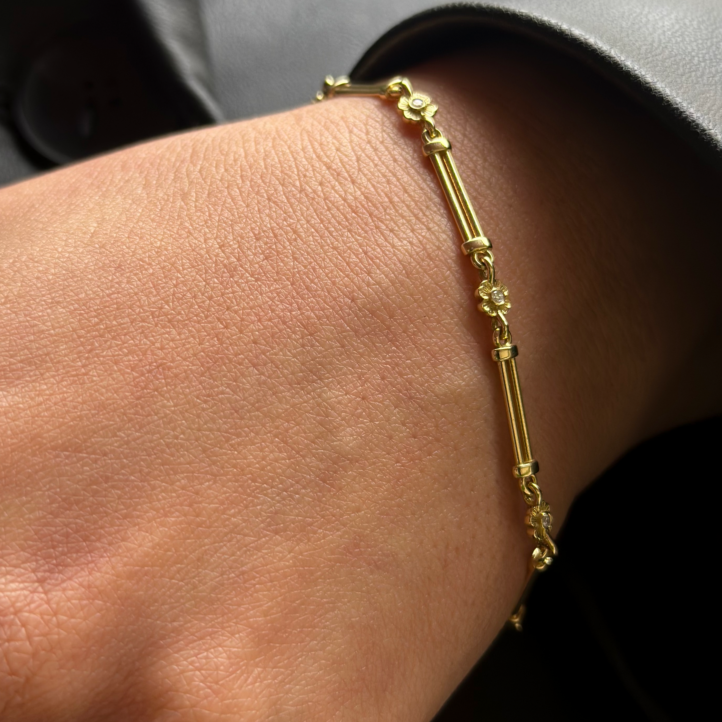 Freesia Rod 0,14ct Pırlanta 18k Altın Bileklik