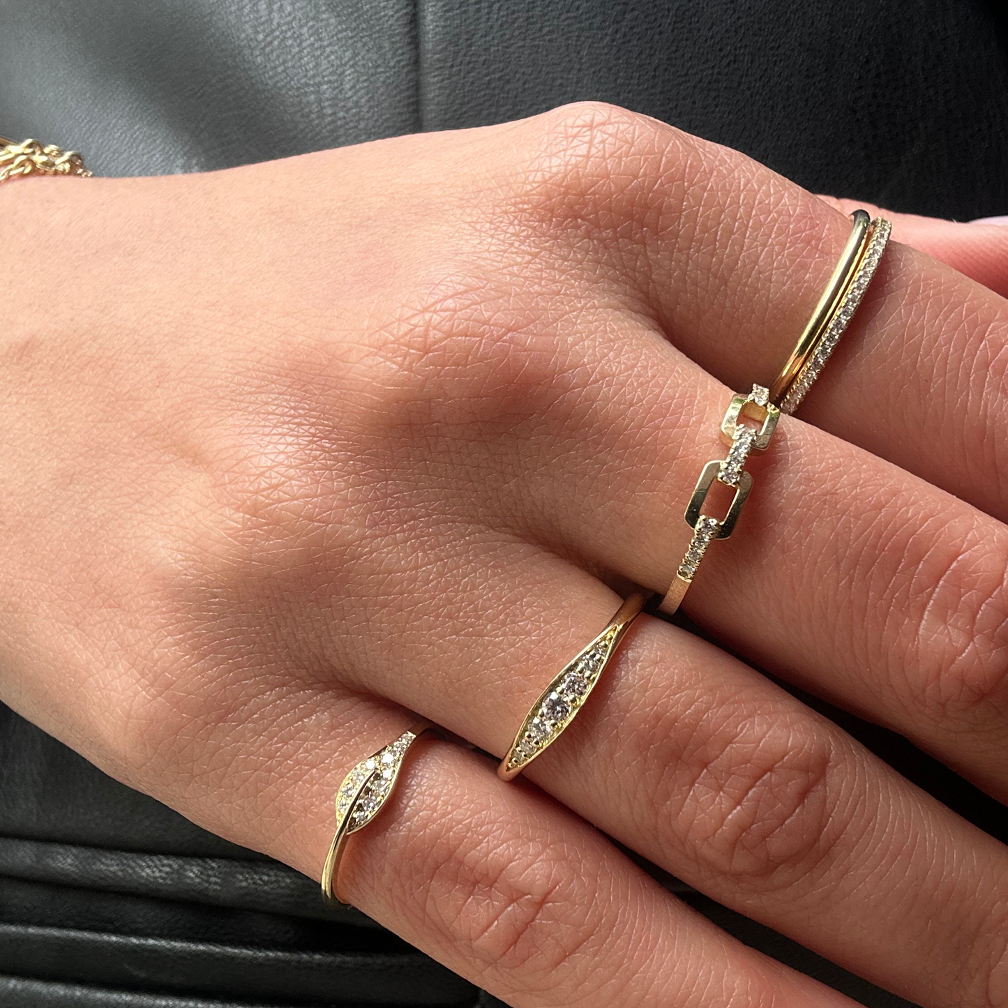 Mini Chain 0,07ct Pırlanta 18k Altın Yüzük