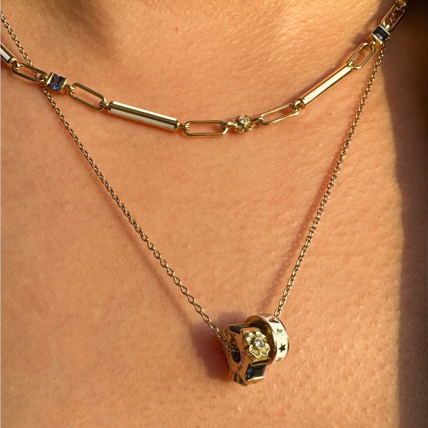 2li Charm Pırlanta&Yakut,Tsavorite,Safir 18k Altın Kolye