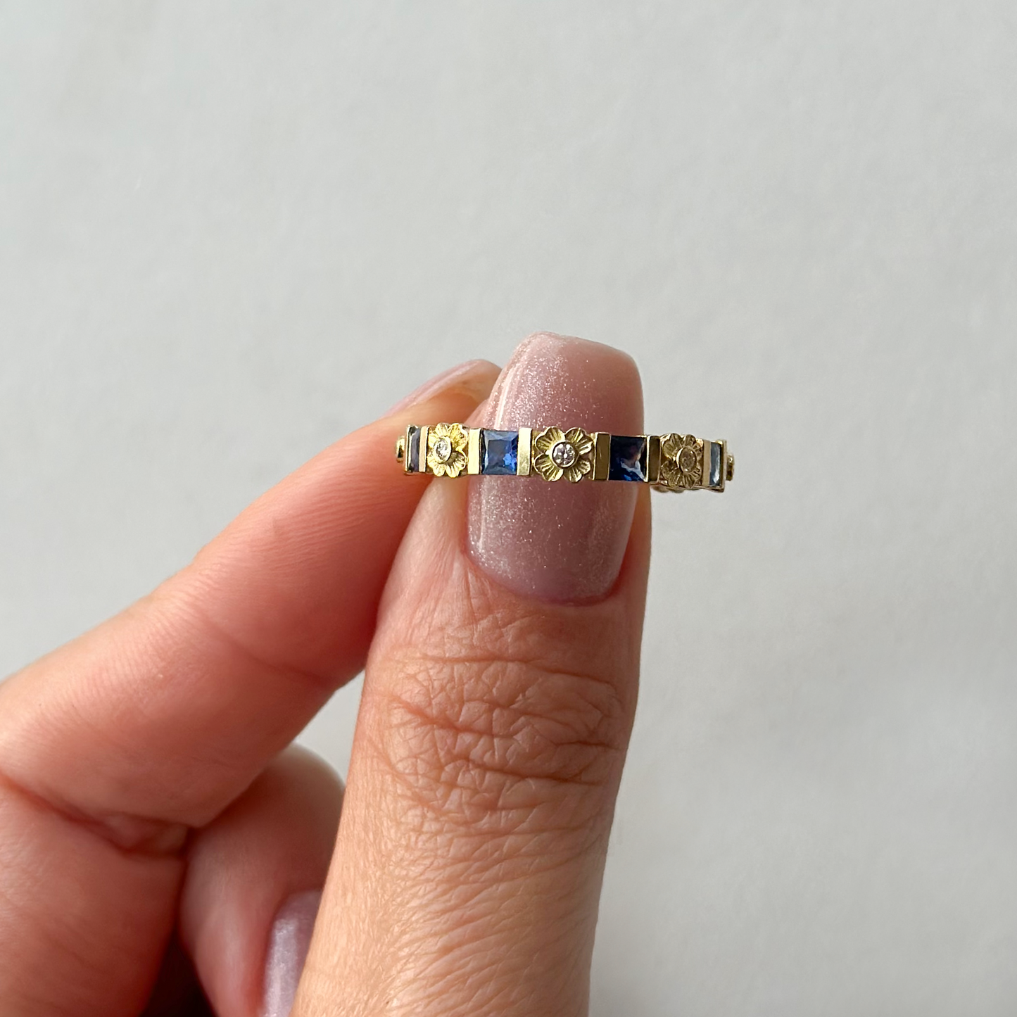 Freesia Pırlanta&Yakut,Tsavorite,Safir 18k Altın Yüzük
