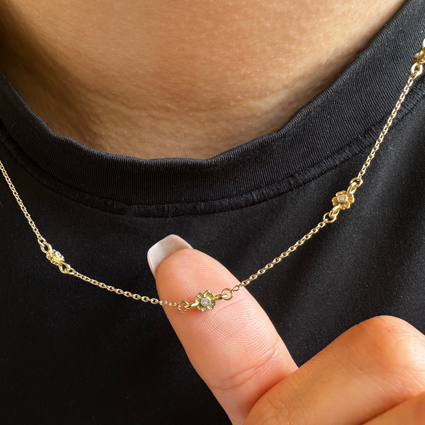 Freesia 0,28ct Çift Yön Pırlanta 18k Altın Kolye