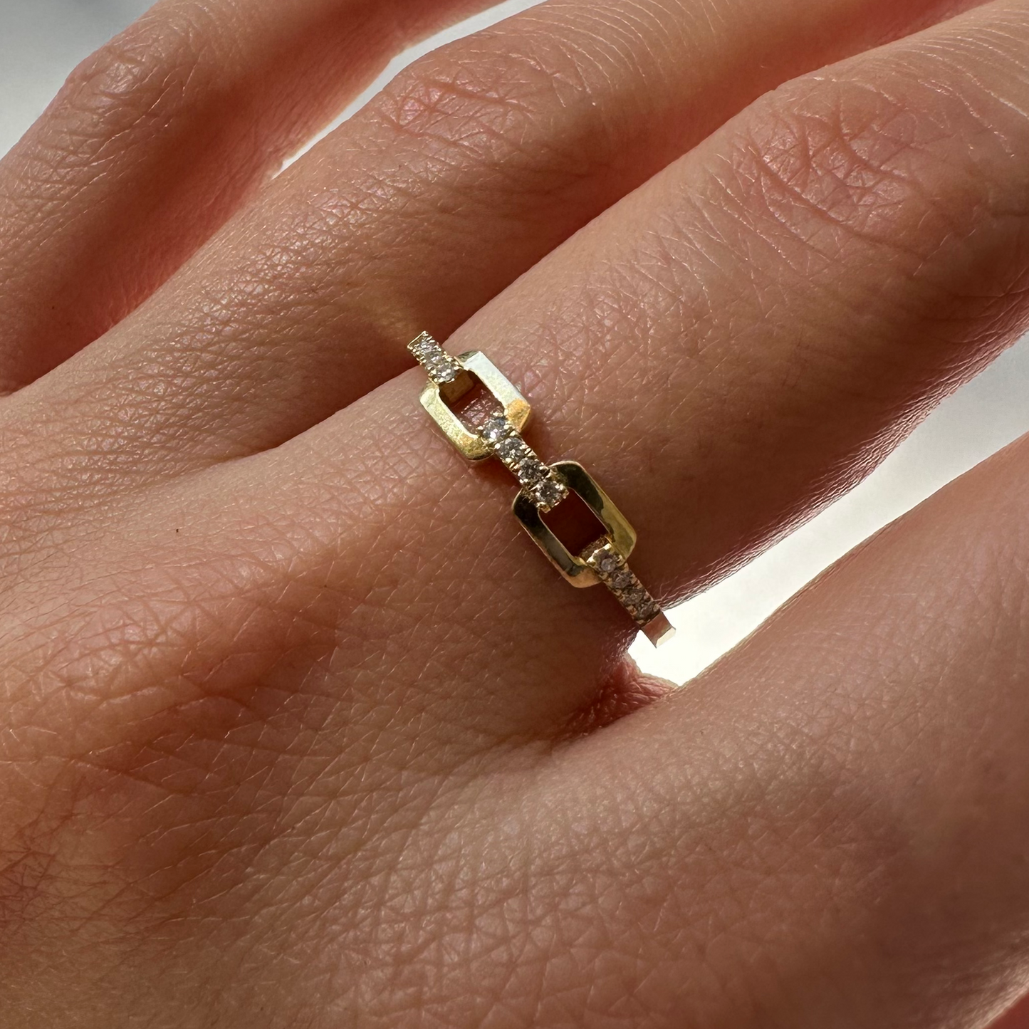Mini Chain 0,07ct Pırlanta 18k Altın Yüzük
