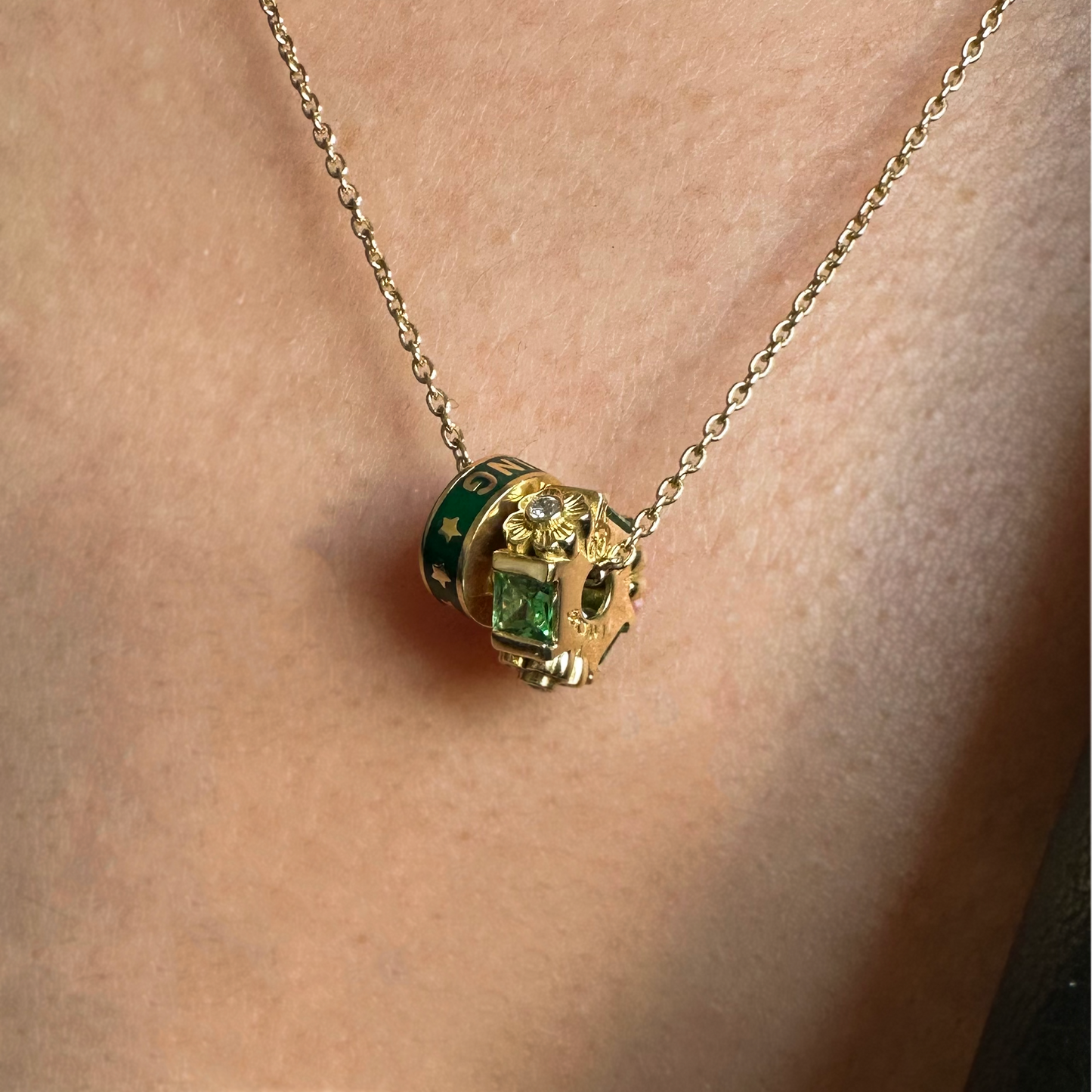 2li Charm Pırlanta&Yakut,Tsavorite,Safir 18k Altın Kolye