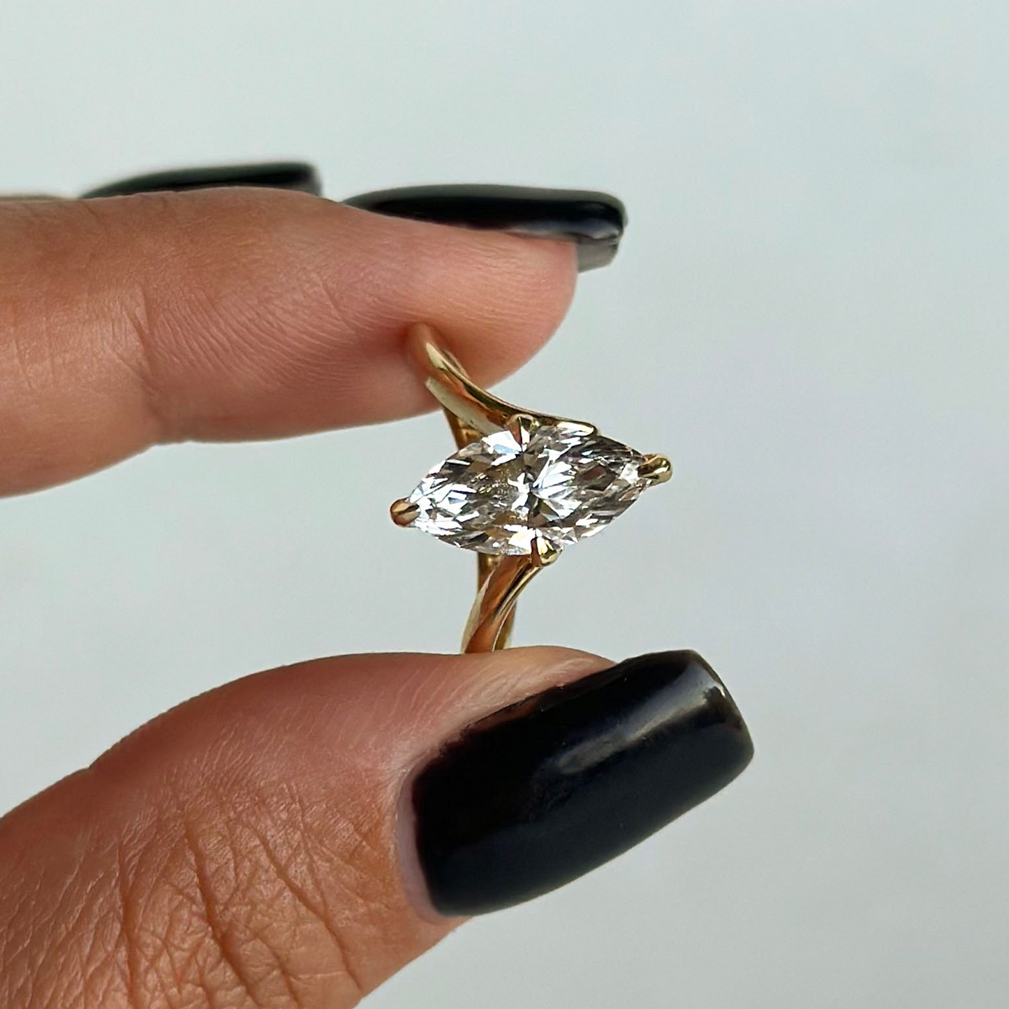 Swan 1,5ct Markiz Kesim Lab Pırlanta 18k Altın Yüzük