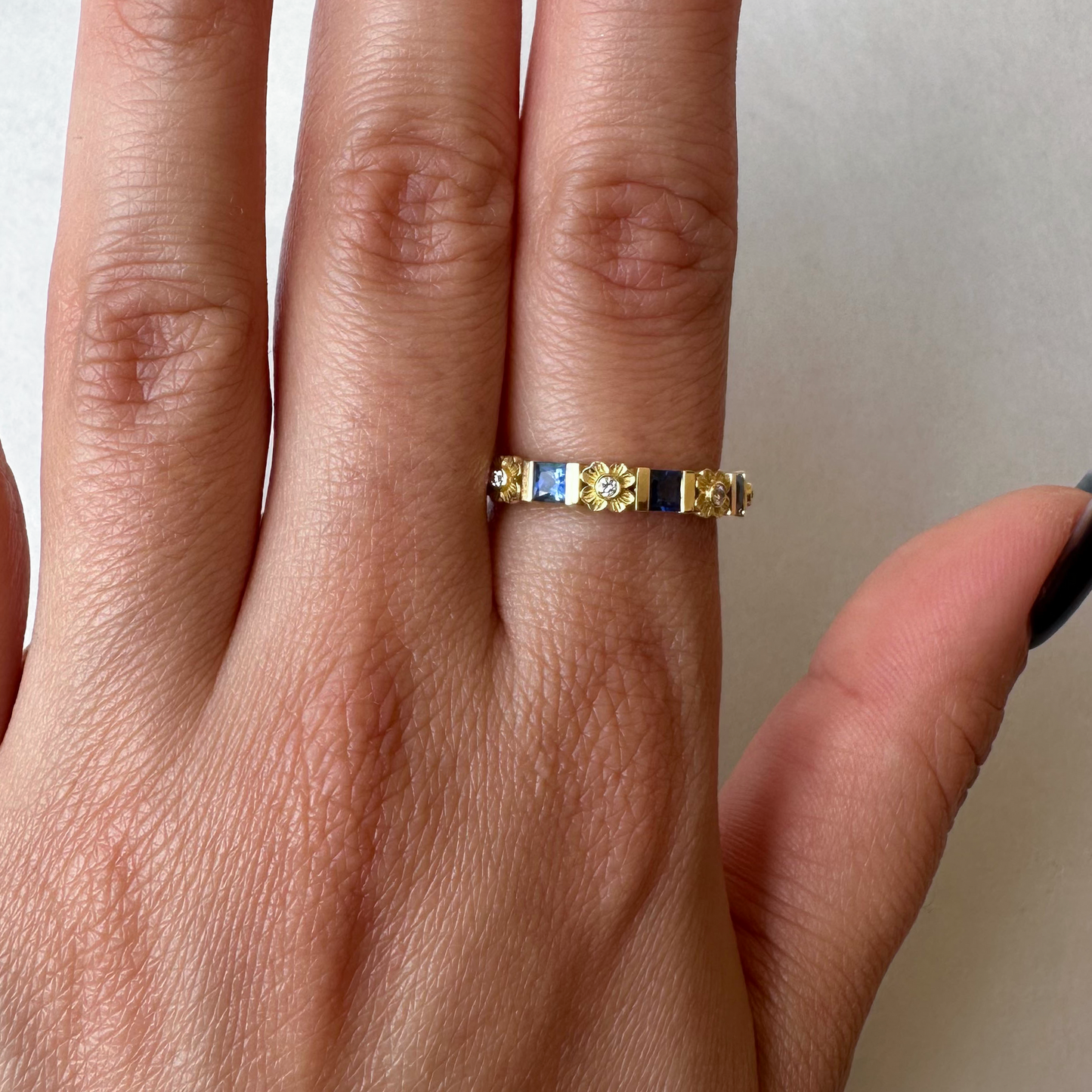 Freesia Pırlanta&Yakut,Tsavorite,Safir 18k Altın Yüzük