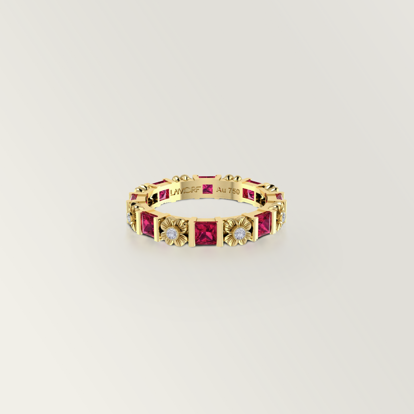 Freesia Pırlanta&Yakut,Tsavorite,Safir 18k Altın Yüzük