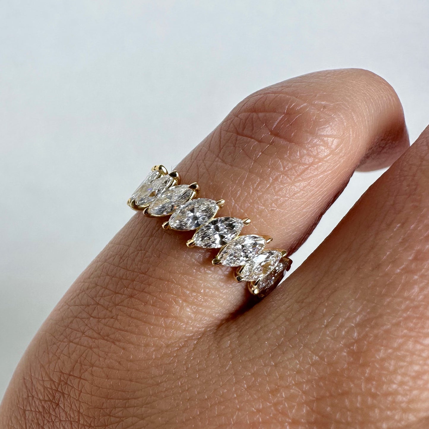 Eternity 2.18ct Markiz Kesim Lab Pırlanta 18k Altın Tamtur Yüzük