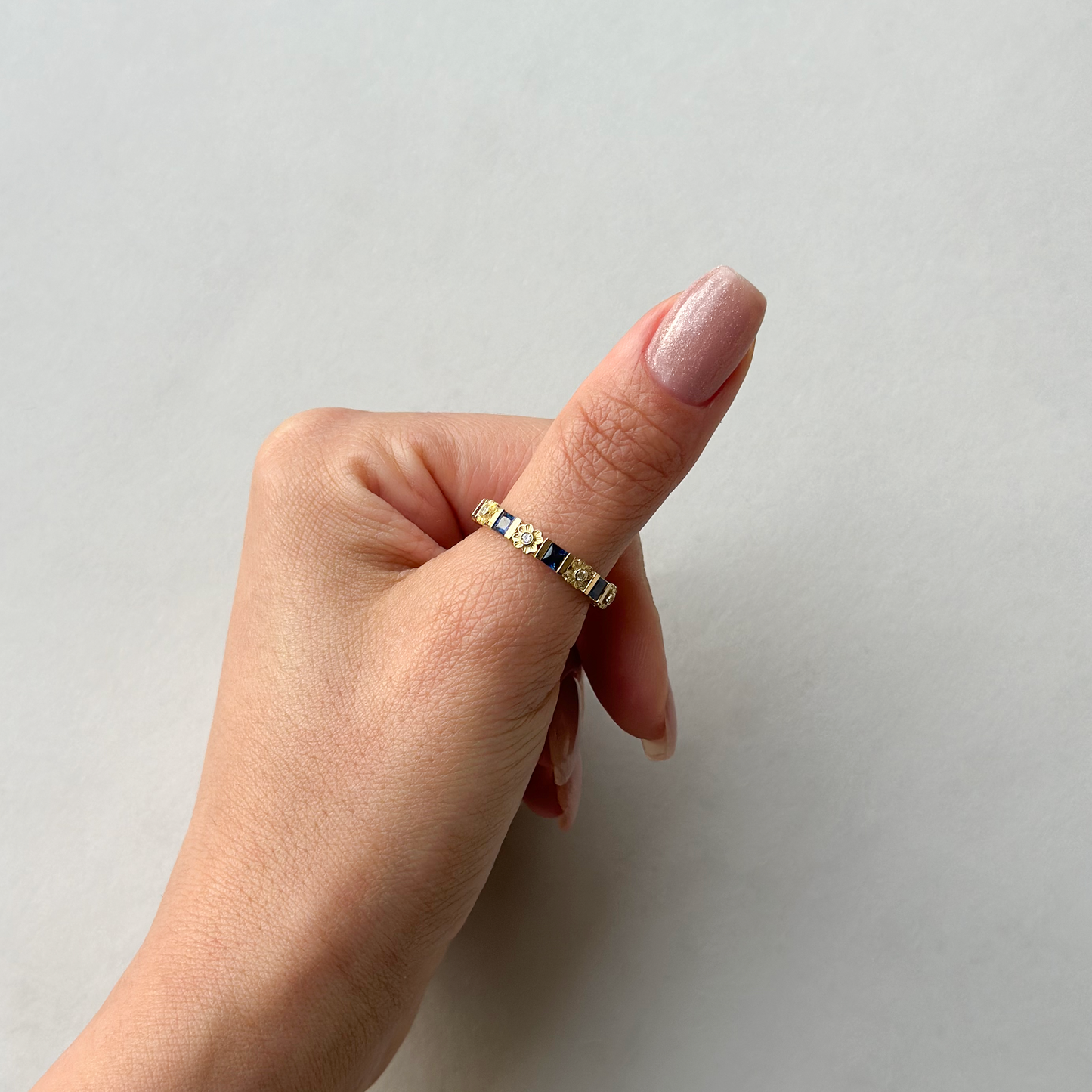 Freesia Pırlanta&Yakut,Tsavorite,Safir 18k Altın Yüzük