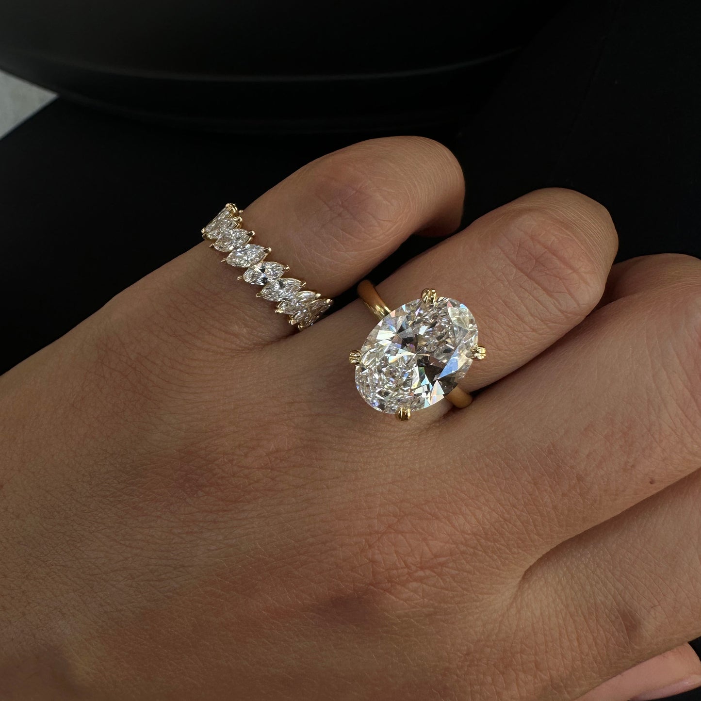 Eternity 2.18ct Markiz Kesim Lab Pırlanta 18k Altın Tamtur Yüzük