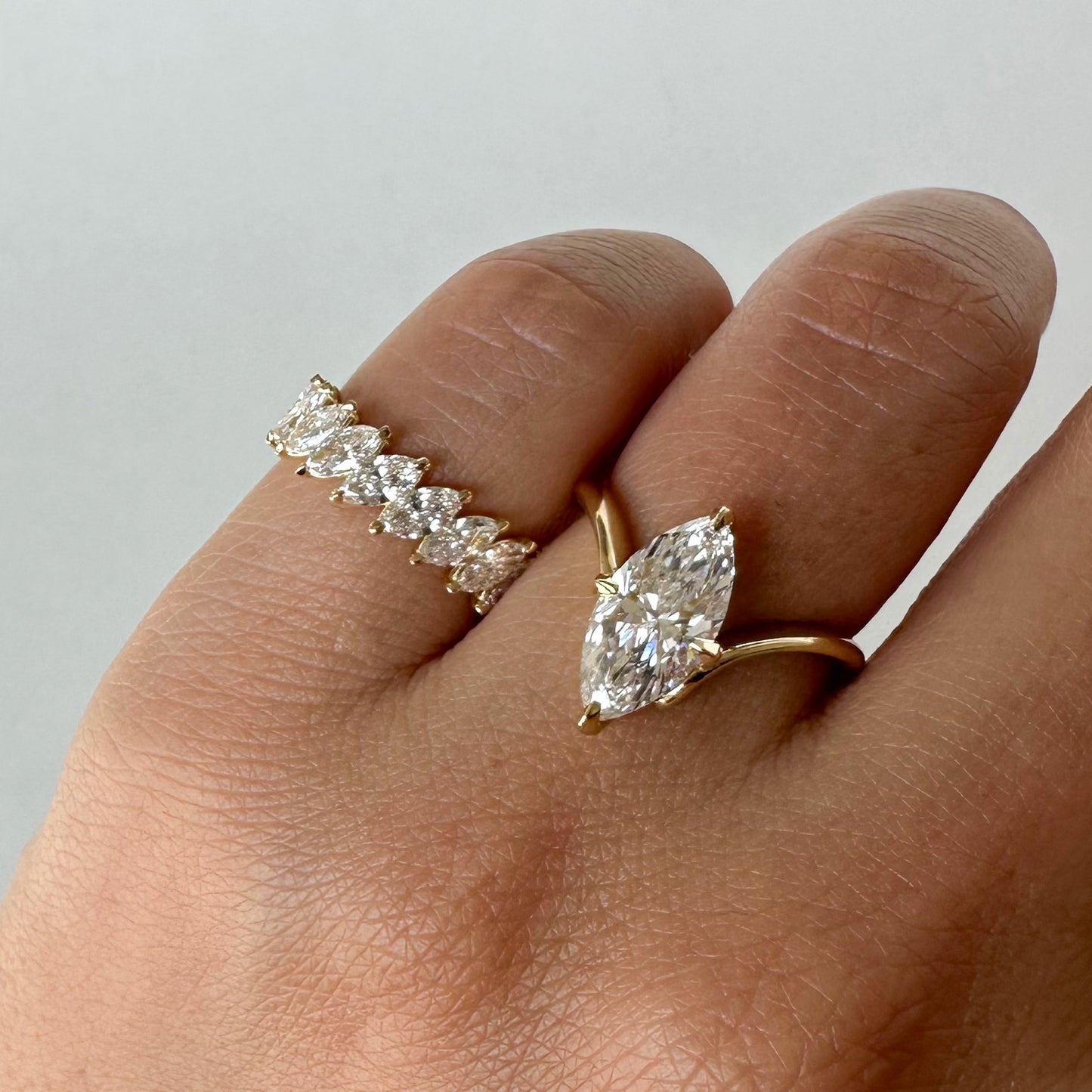 Eternity 2.18ct Markiz Kesim Lab Pırlanta 18k Altın Tamtur Yüzük