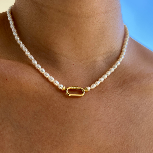 Locket İnci 18k Altın Kolye