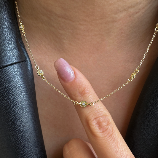 Freesia 0,28ct Çift Yön Pırlanta 18k Altın Kolye