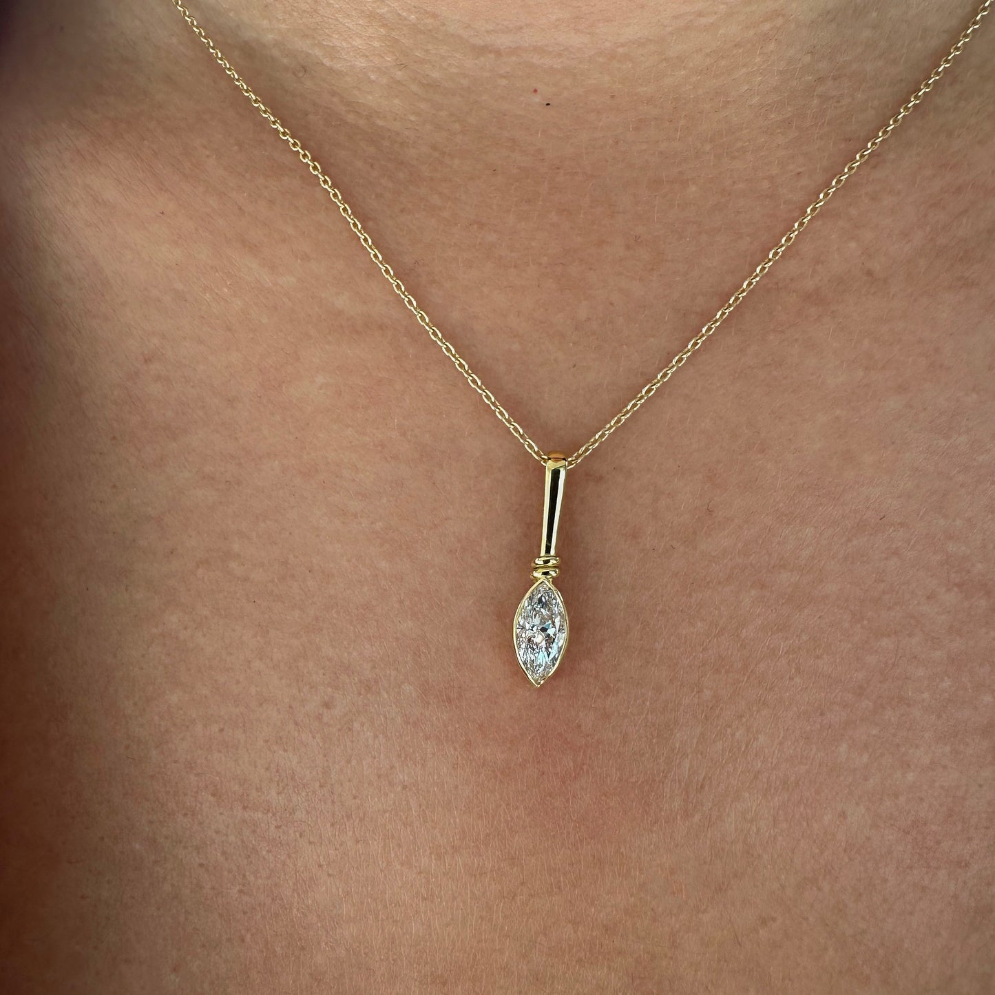 Markiz 0.50ct Lab Pırlanta 18k Altın Kolye Ucu