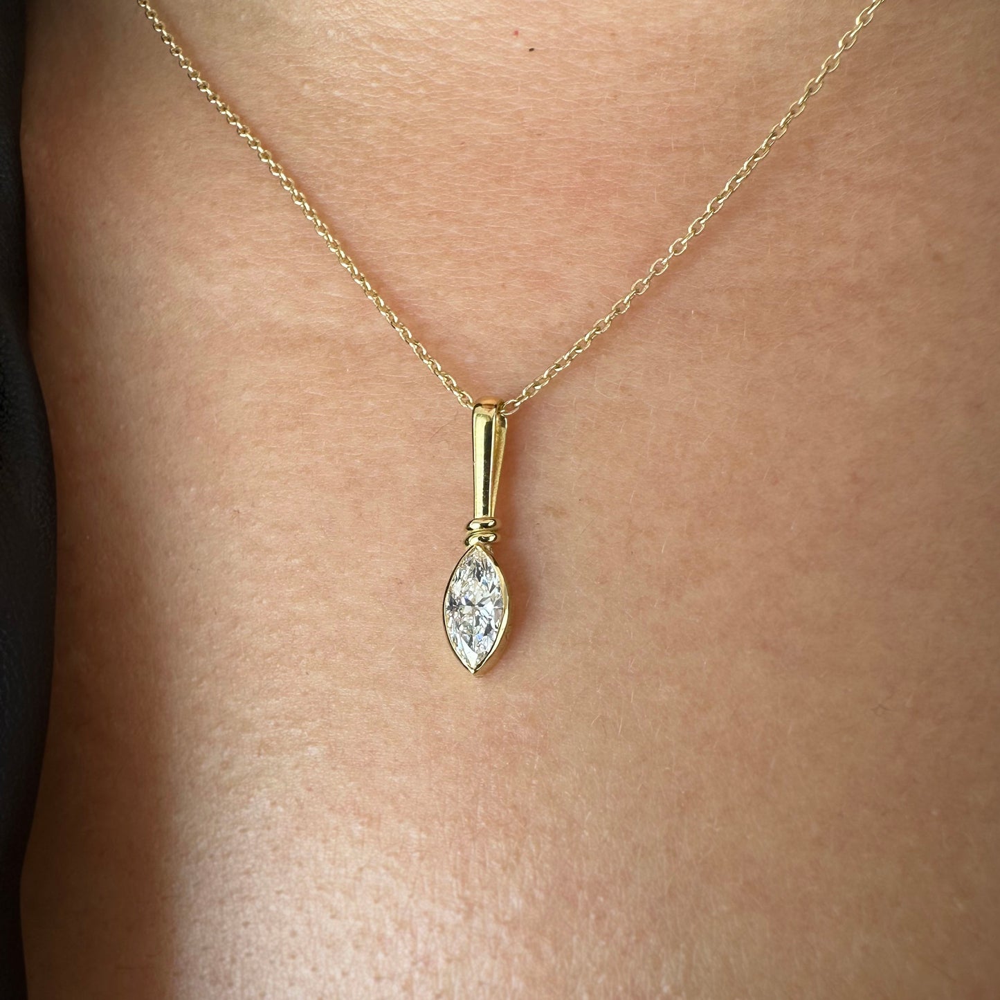 Markiz 0.50ct Lab Pırlanta 18k Altın Kolye Ucu