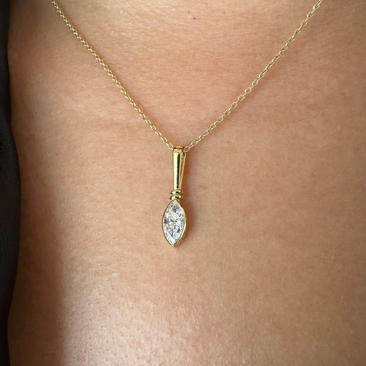 Markiz 0.50ct Lab Pırlanta 18k Altın Kolye Ucu