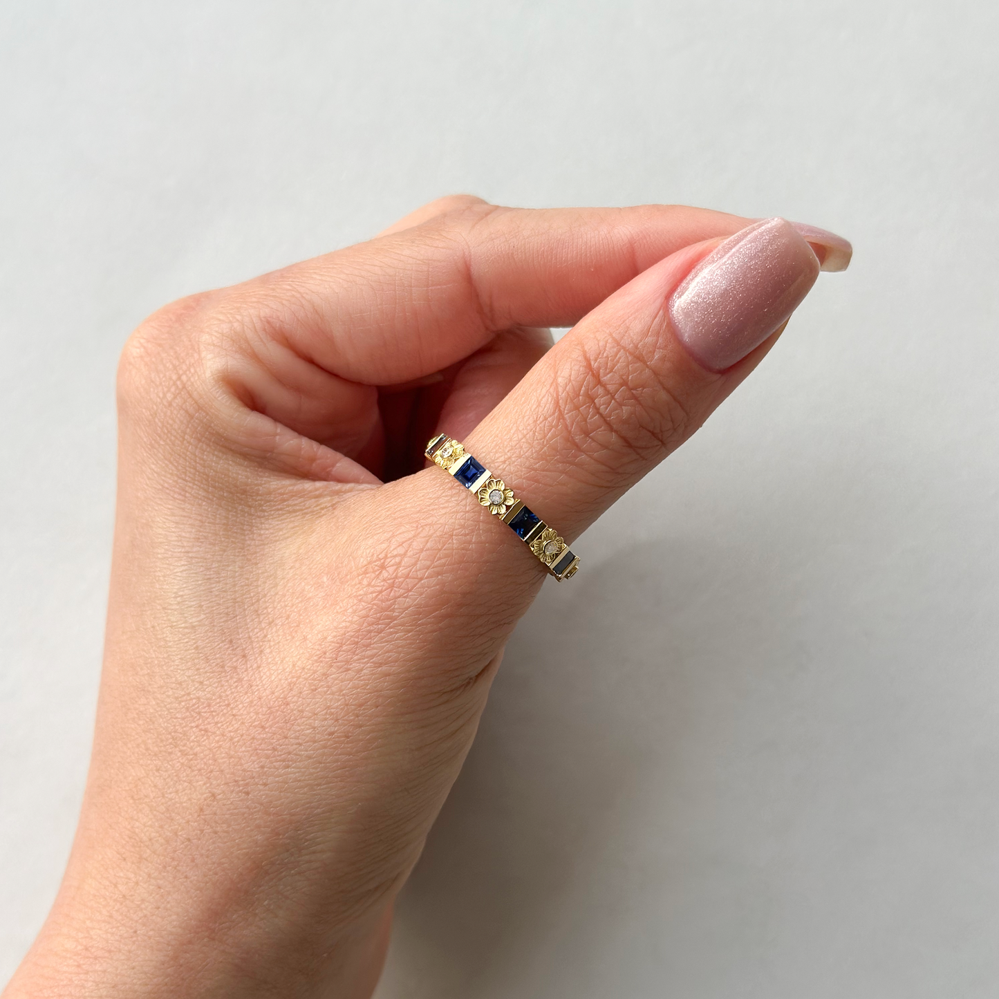 Freesia Pırlanta&Yakut,Tsavorite,Safir 18k Altın Yüzük