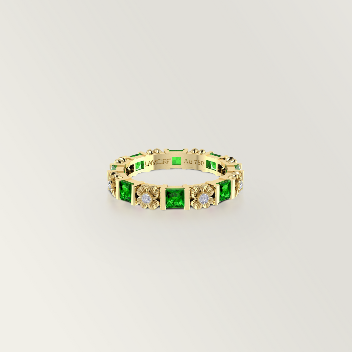 Freesia Pırlanta&Yakut,Tsavorite,Safir 18k Altın Yüzük