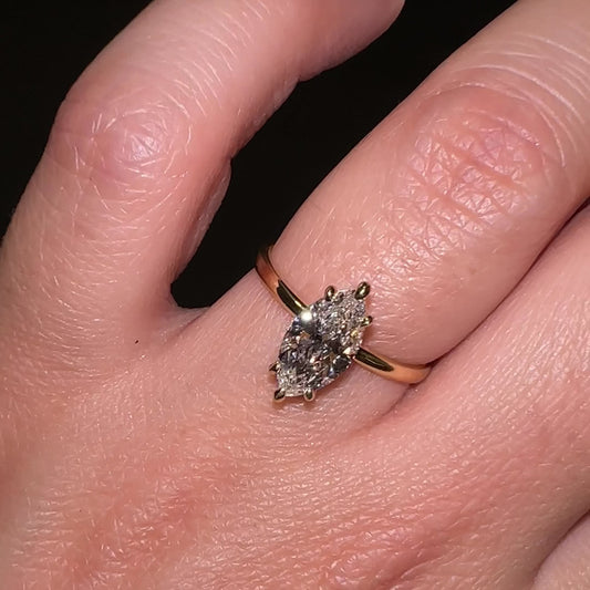 Maris 1ct Markiz Kesim Lab Pırlanta 18k Altın Yüzük